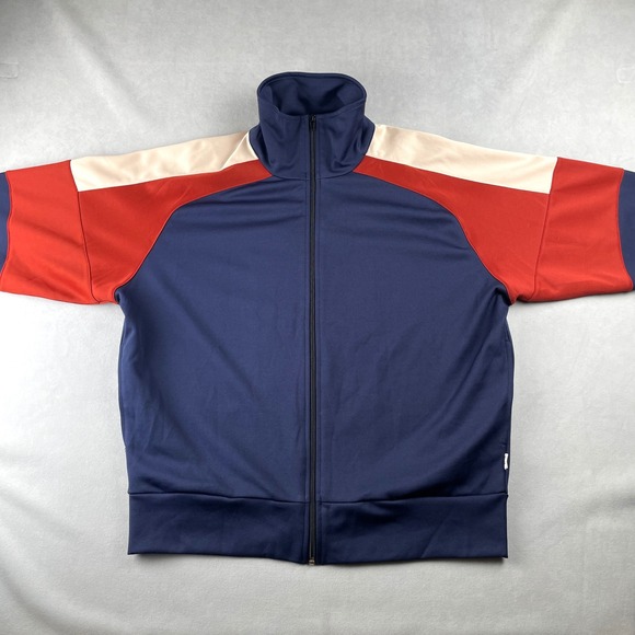 EPTM Track Jacket Mens L Navy Red Cream Full Zip Colorblock Stretch Streetwear - Picture 2 of 8